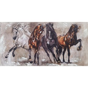 Πίνακας Σε Καμβά 4 Αλογα 120x60cm Marhome 94003