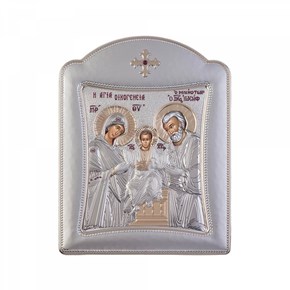 Αγία Οικογένεια με Μοντέρνο Κανονικό Στεφάνι 16x20  Ασημί-Χρυσό Ασήμι - Ξύλο SLEVORI  117612