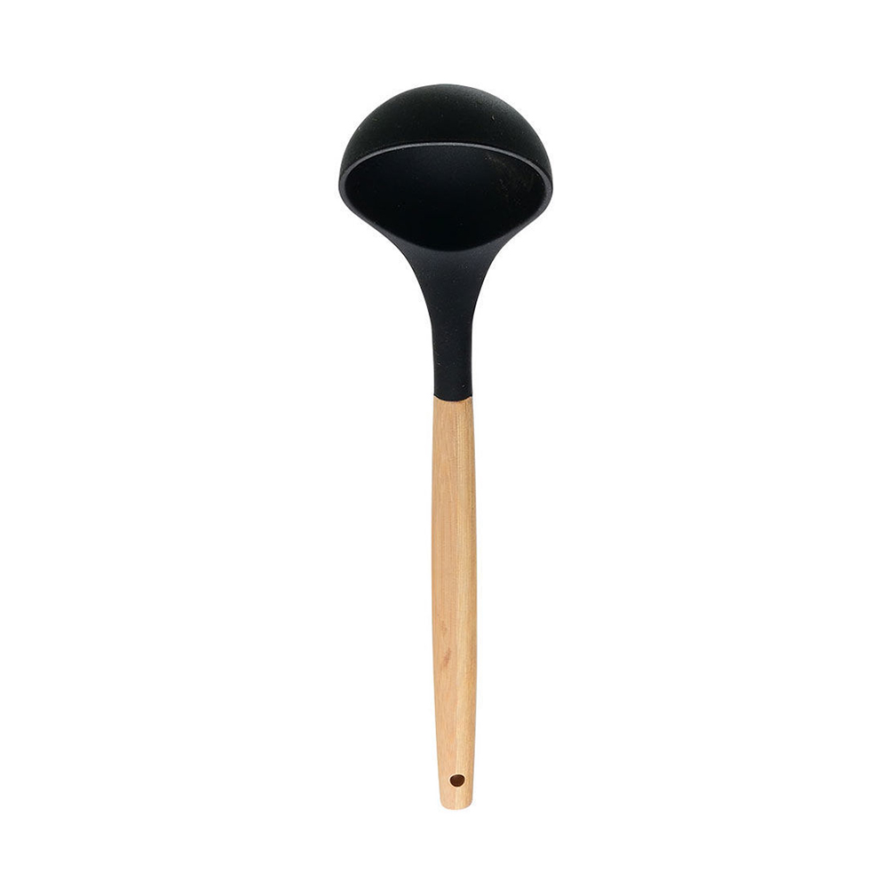 Κουτάλα Βαθειά Bamboo Essentials Σιλικόνης Μαύρη 31,5cm Estia