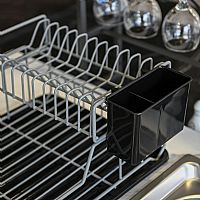 Πιατοθήκη Με Δίσκο Μεταλλική Ανθρακί 44x32x21,5εκ. Max Home 