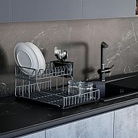Πιατοθήκη Με Δίσκο Μεταλλική Ανθρακί 44x32x21,5εκ. Max Home 