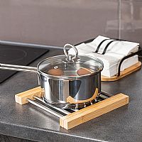 Βάση Μαγειρικού Σκεύους Bamboo Essentials Inox Πτυσσόμενη 22x21.3x2.2cm  Estia  