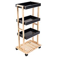 Τρόλεϊ Αποθήκευσης Bamboo essentials 4 Επιπέδων 40x30x88cm Μαύρο Estia