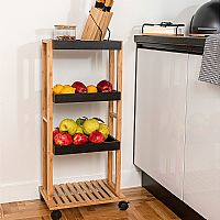 Τρόλεϊ Αποθήκευσης Bamboo essentials 4 Επιπέδων 40x30x88cm Μαύρο Estia