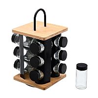 Βάση Μπαχαρικών Bamboo Essentials 12 Γυάλινα Δοχεία &περιστρεφόμενη βάση 