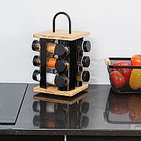 Βάση Μπαχαρικών Bamboo Essentials 12 Γυάλινα Δοχεία &περιστρεφόμενη βάση 