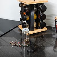 Βάση Μπαχαρικών Bamboo Essentials 12 Γυάλινα Δοχεία &περιστρεφόμενη βάση 