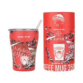 Θερμός με Καλαμάκι  Coffee Mug OLYMPIACOS BC Edition TOGETHER WE FIGHT  Estia 350ml