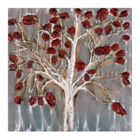 Πίνακας Καμβάς Δέντρο Κόκκινα Φύλλα Σε Αλουμίνιο 80x80cm