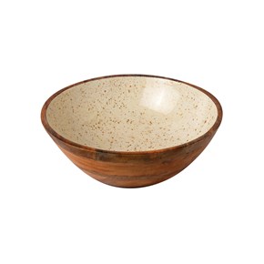 Μπολ Ξύλινο Λευκό-Gold Spots Prestige 30x10cm