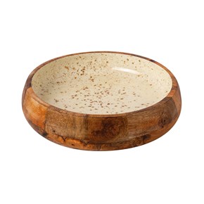 Μπολ Ξύλινο Λευκό-Gold Spots Prestige 25x6cm
