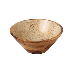 Μπολ Ξύλινο Λευκό-Gold Spots Prestige 25x11cm