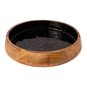 Μπολ Ξύλινο Μαύρο-Gold Spots Prestige 30x6cm