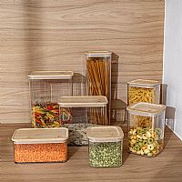 Δοχείο Αποθήκευσης Πλαστικό  Bamboo Essentials Με καπάκι Στοιβαζόμενο 800ml Estia 