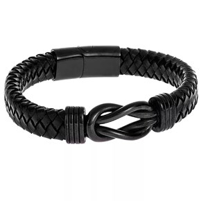 Senza Βραχιόλι Ανδρικό Steel Leather Strap 21cm