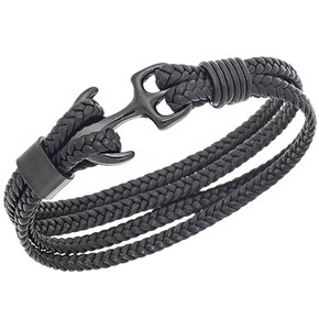 Senza Βραχιόλι Ανδρικό Αγκυρα Steel Leather Strap 21cm