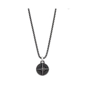 Κολιέ Πυξίδα από Ατσάλι με Gun Metal καδένα 60cm Senza 