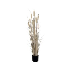 Τεχνητό Φυτό Γρασίδι Cattail  Γκρι σε πλαστική Γλάστρα  122εκ