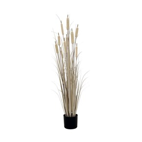 Τεχνητό Φυτό Γρασίδι Cattail  Γκρι σε πλαστική Γλάστρα  183εκ