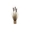 Τεχνητό Φυτό Γρασίδι Cattail Μπεζ σε πλαστική Καφέ Γλάστρα 55εκ
