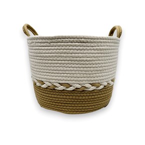 Καλάθι Υφασμάτινο Λευκό - Μπεζ 25x17cm