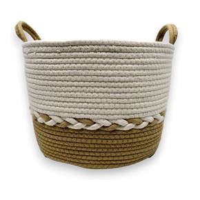 Καλάθι Υφασμάτινο Λευκό - Μπεζ 30x25cm