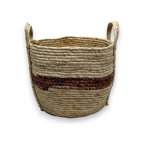Καλάθι Ψάθινο Στρογγυλό Μπεζ-Καφέ 25x17cm