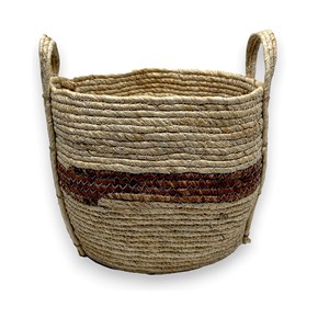 Καλάθι Ψάθινο Στρογγυλό Μπεζ-Καφέ 25x25cm