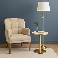 Elegant φωτιστικό δαπέδου με οξειδωμένο φινίρισμα και μπεζ αμπαζούρ - 1xE27