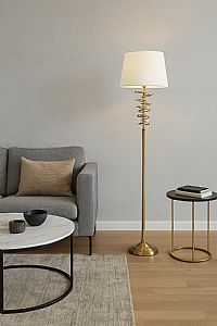 Elegant φωτιστικό δαπέδου με οξειδωμένο φινίρισμα και μπεζ αμπαζούρ - 1xE27