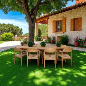 Σετ Τραπεζαρίας Ξύλου Teak Elips 9τμχ 300x105x75cm
