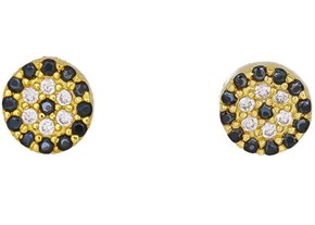 Excite-Fashion Καρφωτά σκουλαρίκια ματάκια απο επιχρυσωμένο ασήμι 925 με λευκά και μαύρα ζιργκόν.S-30-4-G-4