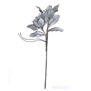Idea Home Διακοσμητικό Λουλούδι Διπλό Ασημί/λευκό 80cm 47313