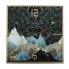 Ρολόι Τοίχου σιδερένιο με  γυαλί Mountain  41x41x5cm Ηλιάδης