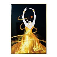 Πίνακας Ζωγραφικής σε Καμβά Με κορνίζα Μαύρη Χρυσή Γυαλιστερός  Χορεύτρια με χρυσό φόρεμα  72x104cm 48183 Idea Home