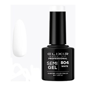 Ημιμόνιμο Βερνίκι Semi Gel 804 White  8ml Elixir