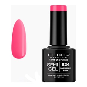 Ημιμόνιμο Βερνίκι Semi Gel 824 Fluorescent Pink  8ml Elixir