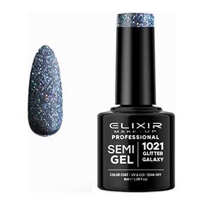 Ημιμόνιμο Βερνίκι Semi Gel 1021  Glitter Galaxy  8ml Elixir