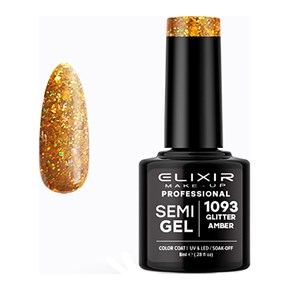 Ημιμόνιμο Βερνίκι Semi Gel 1093 Amber Glitter 8ml Elixir