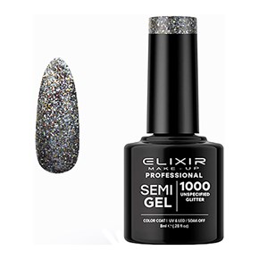 Ημιμόνιμο Βερνίκι Semi Gel 1000 Unspecified Glitter 8ml Elixir