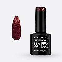 Ημιμόνιμο Βερνίκι Semi Gel 1003 Black Heart Glitter 8ml Elixir