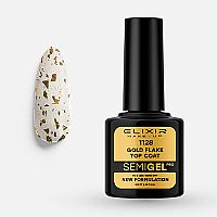 Ημιμόνιμο βερνίκι 8ml – #1128 Gold Flake Top Coat No Wipe Elixir