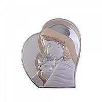Slevori Ευλογημένη Μητέρα Ασήμι-Ξύλο Καρδιά 12x14,2cm