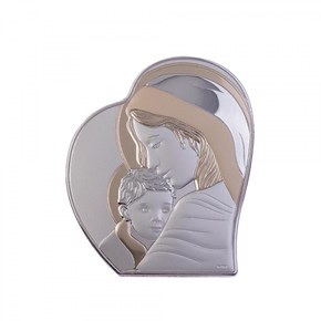 Slevori Ευλογημένη Μητέρα Ασήμι-Ξύλο Καρδιά 12x14,2cm