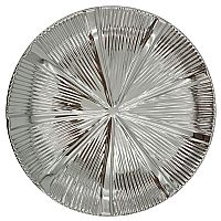 Κεραμική Πιατέλα Στρογγυλή Κάθετες γραμμώσεις Ασημί Φ30x4cm MarHome 22929