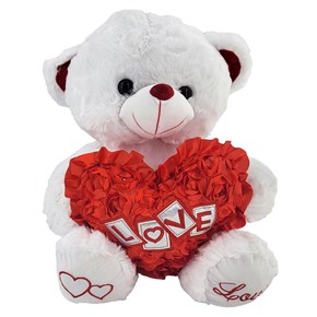 Αρκουδάκι Ασπρο με Κόκκινη  Καρδιά Love 58cm Μαλέλης 