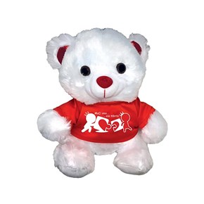 Αρκουδάκι Ασπρο με Κόκκινο μπλουζάκι Μαζί σου για πάντα 23cm Μαλέλης 
