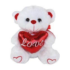 Αρκουδάκι Ασπρο με Κόκκινη  Καρδιά Love 13029 28cm Μαλέλης 