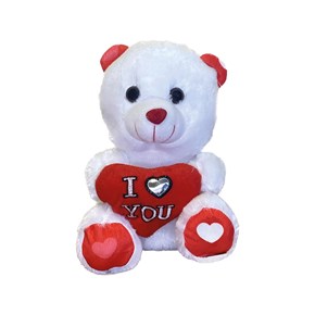 Αρκουδάκι Ασπρο με Κόκκινη  Καρδιά I Love You 13080 23cm Μαλέλης 