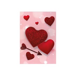 Κάρτα Καρδιές+Βέλος Κόκκινο σε λευκό φάκελο  17x12cm Μαλέλης 